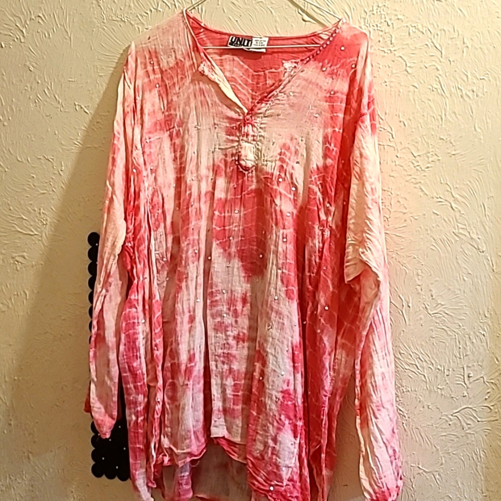 3x Lightweight Cotton Tie Dye Boho Blouse